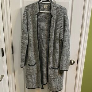 2/$30 Gray Open-Front Ribbed Long Cardigan Sweater